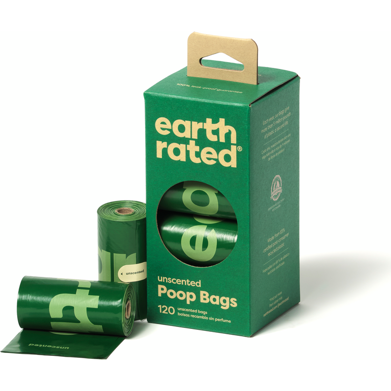 Earth Rated Dog Poop Bag Rolls, Unscented, 8 Rolls, 120-count image number null