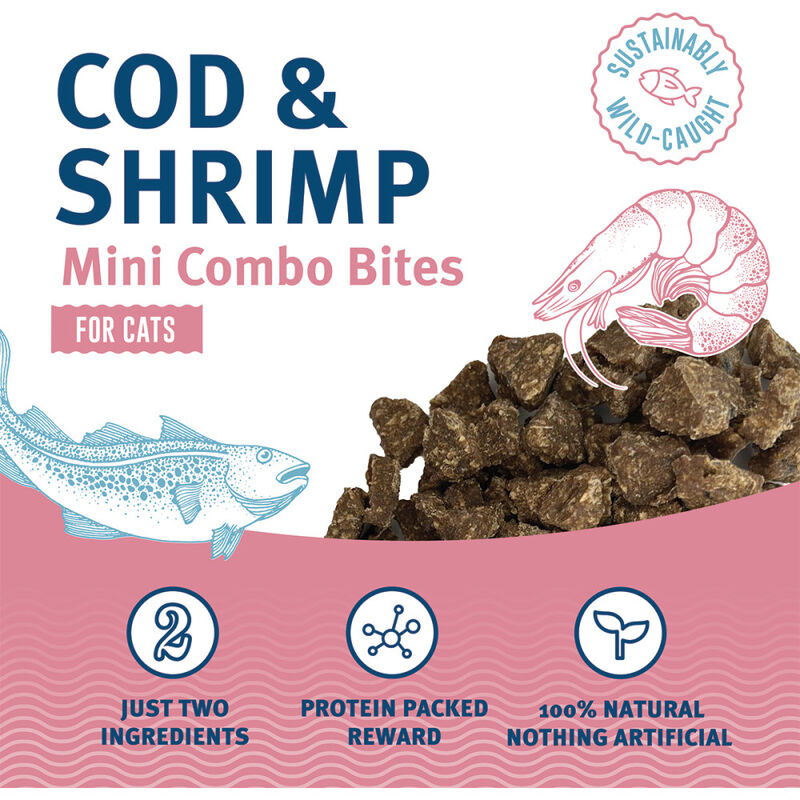 Icelandic Mini Combo Bites Cat Treats, Cod & Shrimp, 1.7-oz image number null
