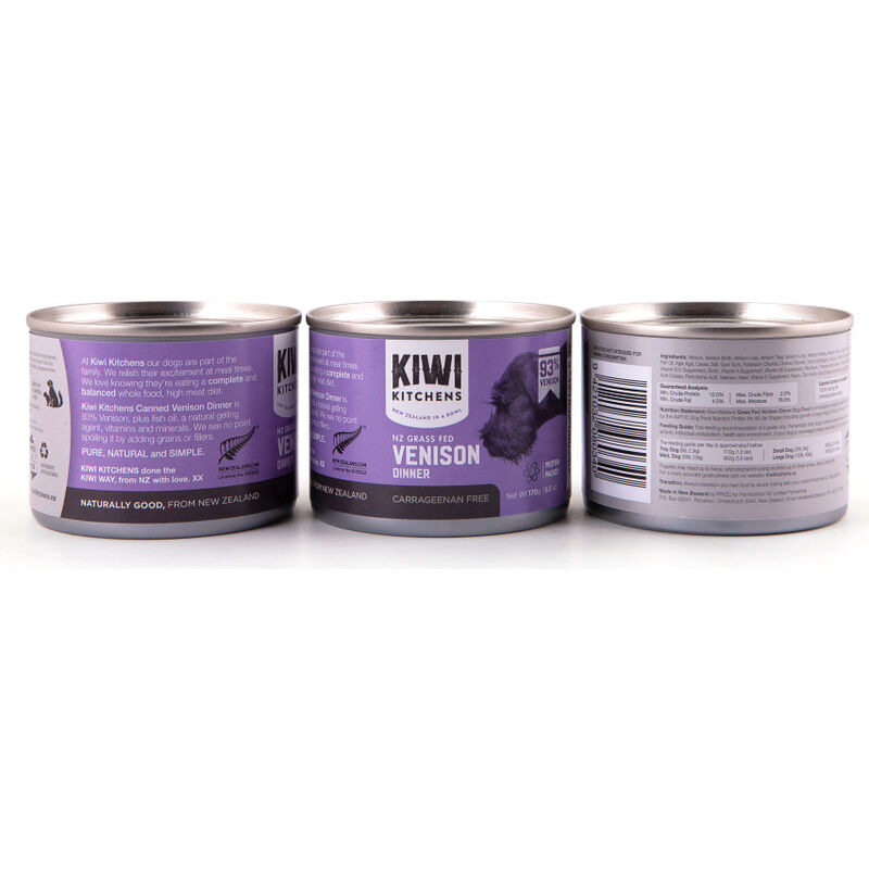 Kiwi Kitchens Canned Dog Food, Venison, 6-oz image number null