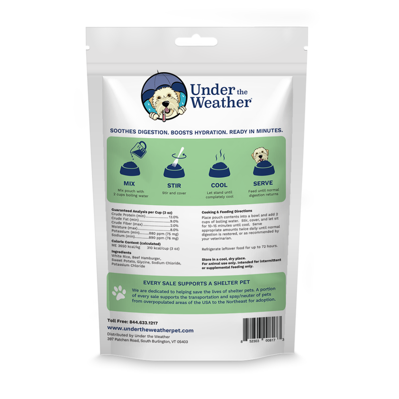 Under the Weather Bland Diet Freeze-Dried Supplemental Dog Food, Rice Hamburger & Sweet Potato, 6-oz image number null