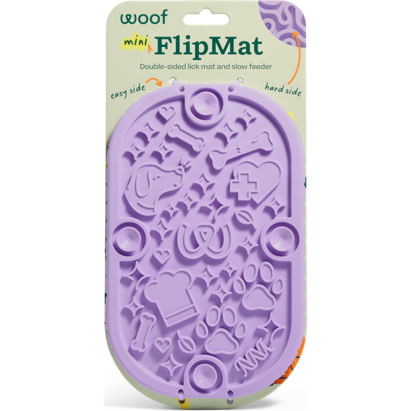 Woof Dog Feeding Mat, Flipmat, Mini, Lavender image number null