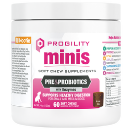Nootie Progility Mini Pre & Probiotics with Enzymes Supplemental Dog Chews, Small & Medium Dogs, 60-ct