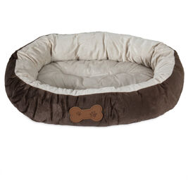 Aspen Pet Bone Applique Oval Dog Bed, Chocolate Brown