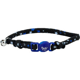 Coastal Round Cat Collar, Black Stars