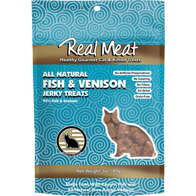 The Real Meat Company Jerky Cat Treats, Fish & Venison, 3-oz image number null