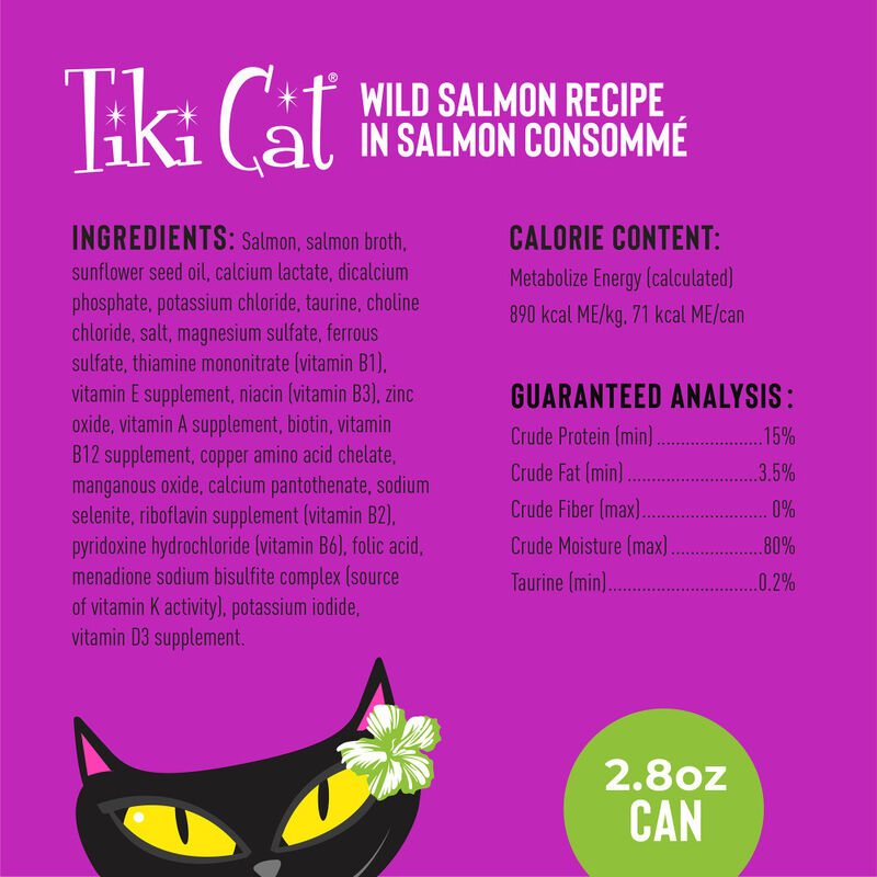 Tiki Cat Luau Canned Cat Food, Wild Salmon, 2.8-oz image number null