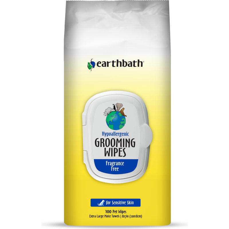 Earthbath Grooming Wipes for Dogs & Cats, Hypo-Allergenic Fragrance-Free, 100-count image number null
