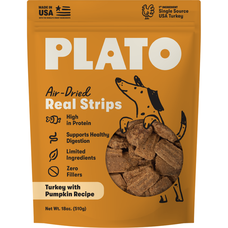 Plato Original Real Strips Dog Treats, Turkey & Pumpkin, 18-oz image number null
