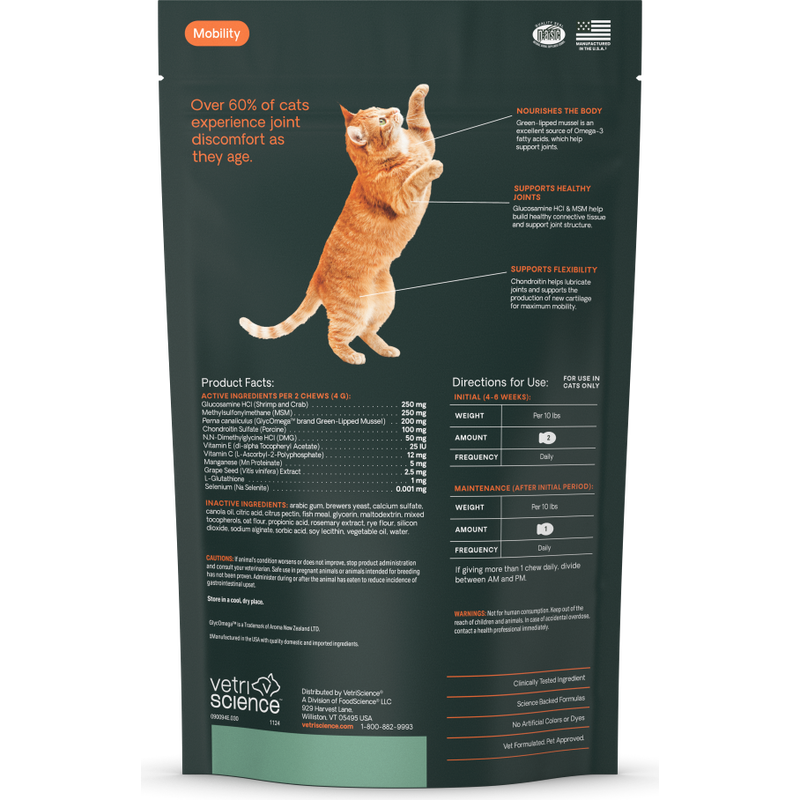 VetriScience Ultimate Strength Healthy Hip & Joint Soft Chews Cat Supplement, Fish, 30-count image number null