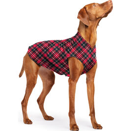 Gold Paw Stretch Fleece Dog Coat, Red Plaid
