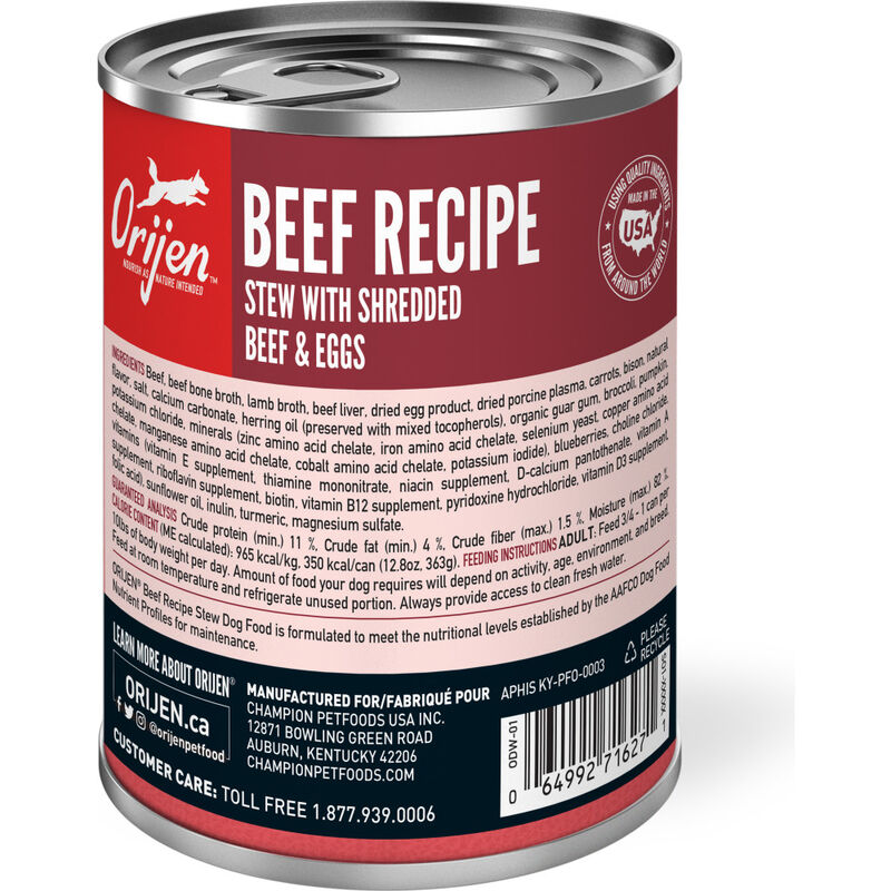 Orijen Canned Dog Food, Beef Stew with Shredded Beef & Eggs, 12.8-oz image number null
