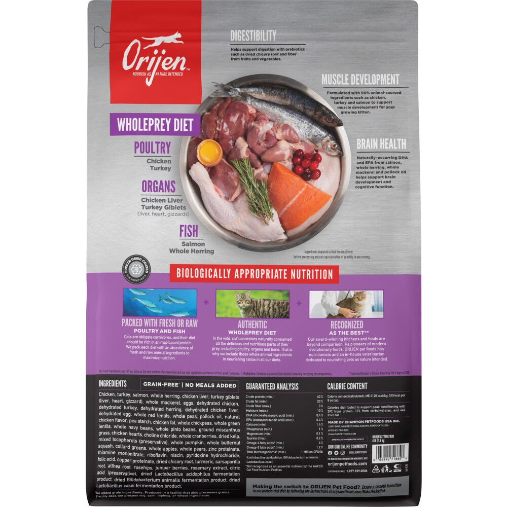Orijen Grain Free Dry Cat Food Kitten 4 lb