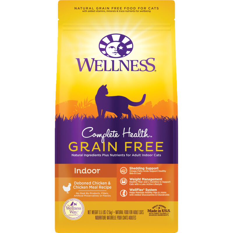 Wellness Complete Health Grain-Free Dry Cat Food, Indoor, Chicken, 5.5-lb image number null