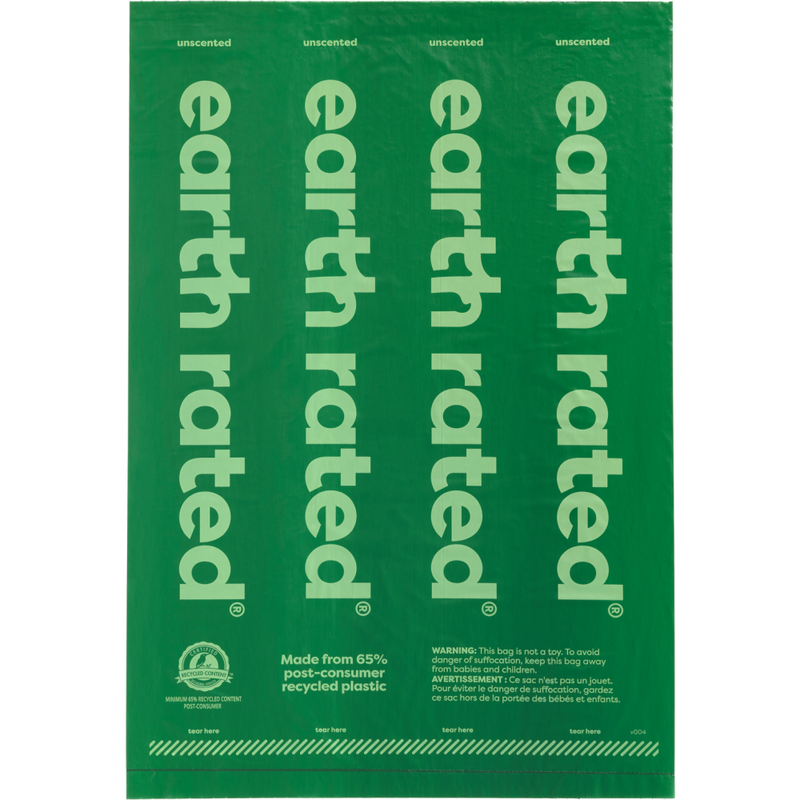 Earth Rated Dog Poop Bag Rolls, Unscented, 8 Rolls, 120-count image number null
