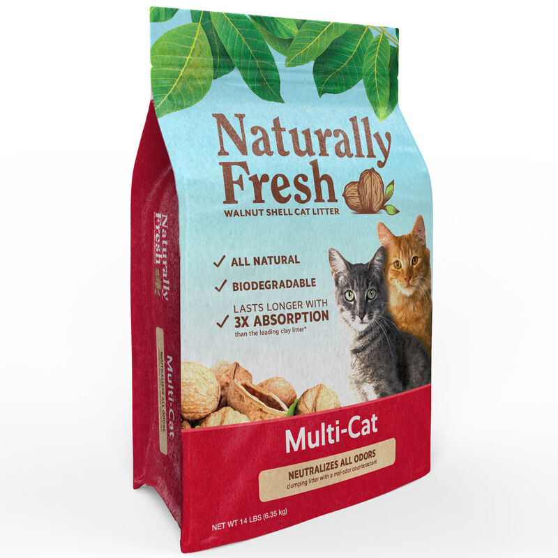 Naturally Fresh Walnut Shell Cat Litter, Multi-Cat, 14-lb