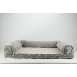 Arlee Pet Products Rectangle Bolster Dog Bed, Stone, 36-in