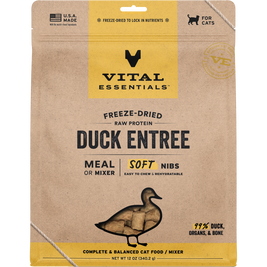 Vital Essentials Raw Freeze-Dried Cat Food, Duck, Soft Nibs, 12-oz