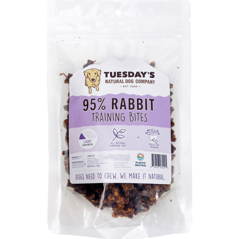 Tuesday's Natural Dog Company Dog Training Treats, Rabbit, 6-oz image number null