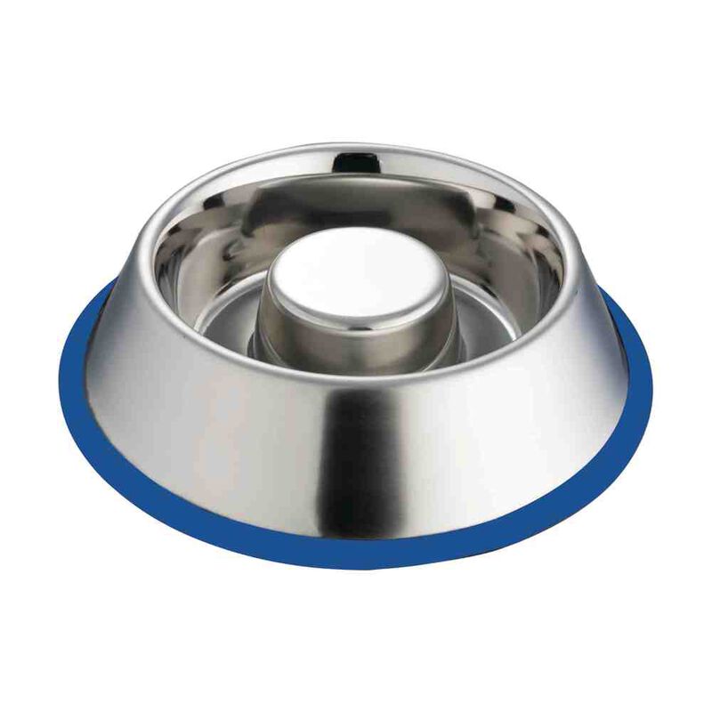 Indipets Stainless Steel with Silicon Ring Slow Feed Pet Bowl, Medium image number null