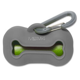 Messy Mutts Silicone Dog Waste Bag Holder with Bags, Grey, 15-count