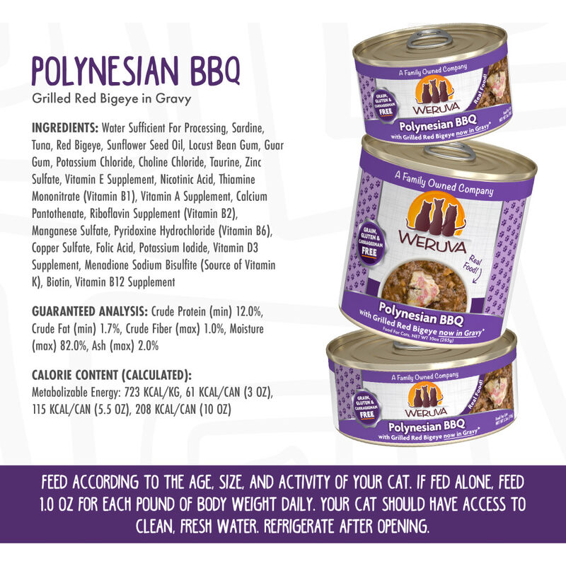 Weruva Classic Canned Cat Food, Polynesian BBQ, Grilled Red Bigeye, 5.5-oz image number null