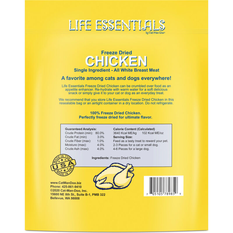 Life Essentials Freeze-Dried Cat & Dog Treats, Chicken, 5-oz image number null