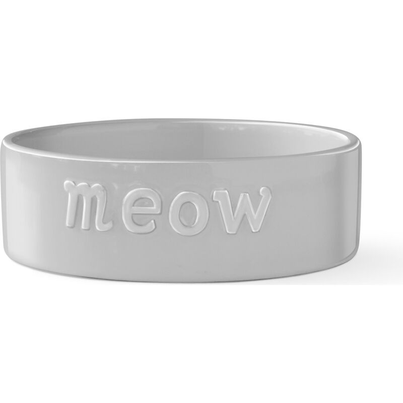 Fringe Pet Studios Sculpt Cat Bowl, "Meow", Grey, Small image number null