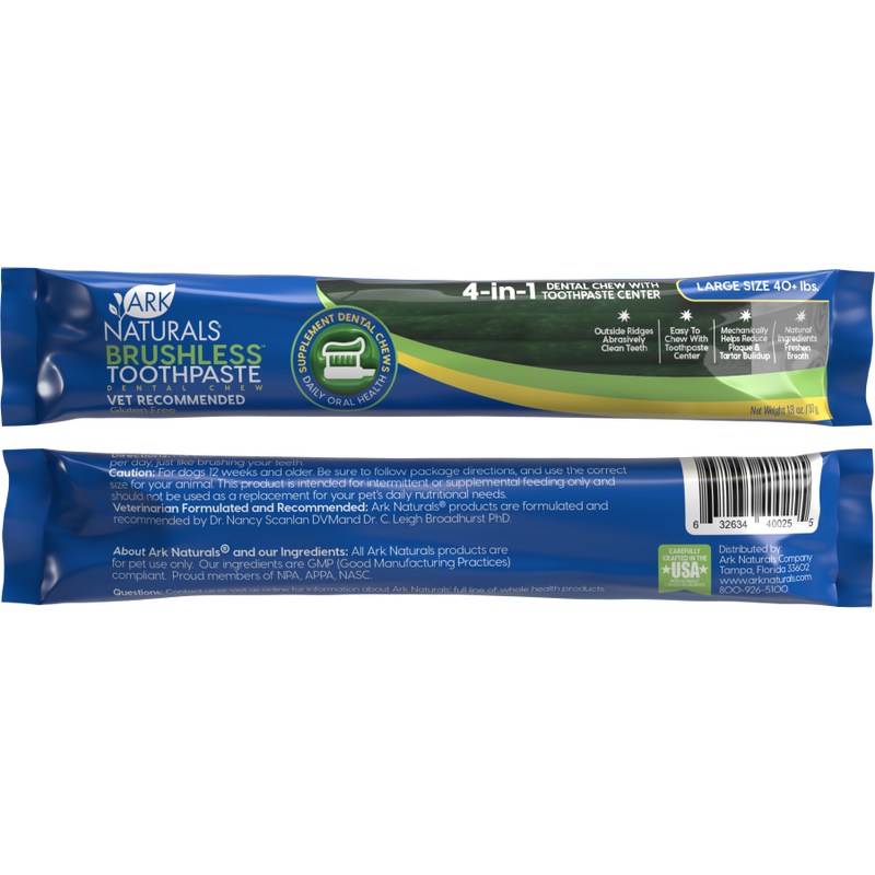 Ark Naturals Brushless Toothpaste Dog Dental Chews, Large, 1-count image number null
