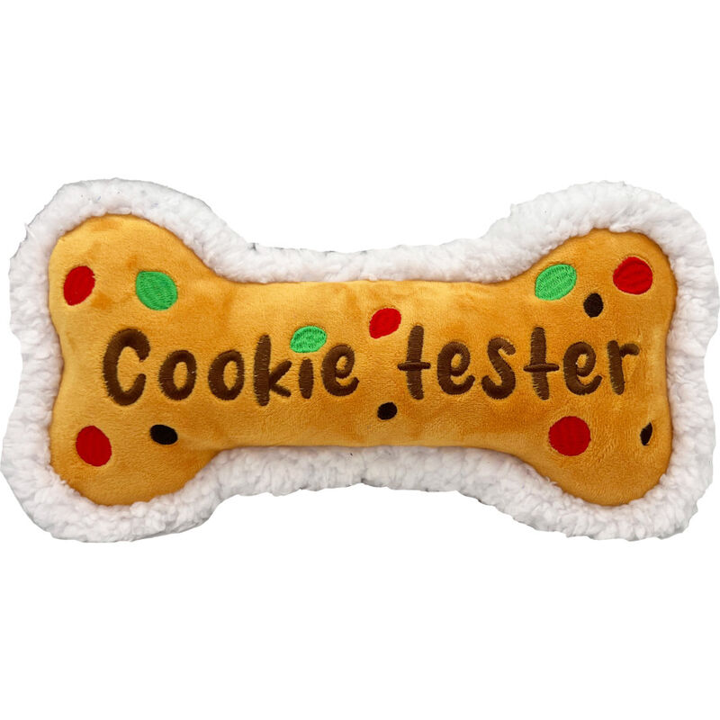 Huxley & Kent Holiday Power Plush Dog Toy, Cookie Tester Bone, Small image number null