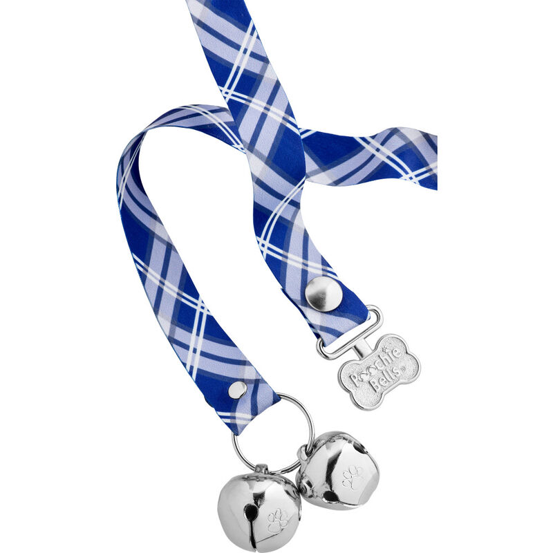 PoochieBells Dog Housetraining Doorbell, Double-Sided, Plaid Starry Night image number null
