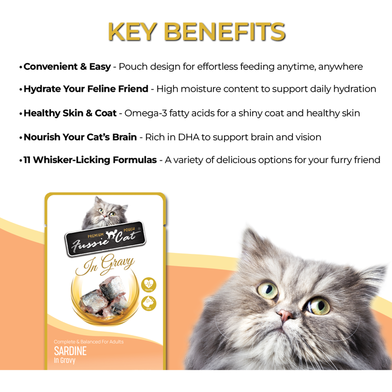 Fussie Cat Premium Wet Cat Food, In Gravy, Sardine, 2.47-oz image number null