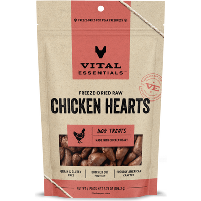 Vital Essentials Raw Freeze-Dried Dog Treats, Chicken Hearts, 3.75-oz