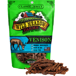 Wild Meadow Farms Classic Jerky Minis Dog Treats, Venison, 3.5-oz