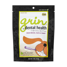 InClover Grin Dental Health Soft Chews Dog Treats, 4-oz