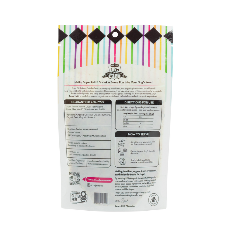 Lord Jameson Superfood Sprinkles Dog Food Topper, Celebration Superfetti, 3-oz image number null