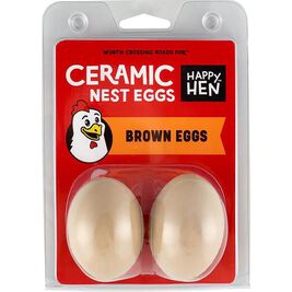 Happy Hen Ceramic Nest Eggs, Brown, 2-pack