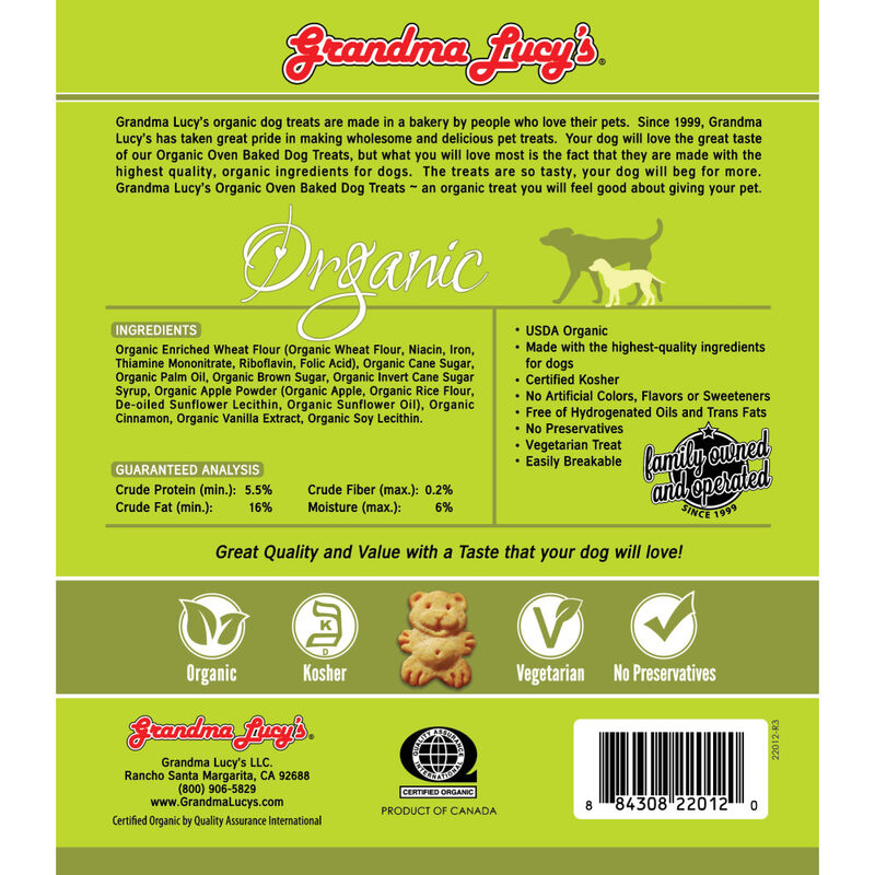 Grandma Lucy's Organic Oven-Baked Dog Treats, Apple, 14-oz image number null