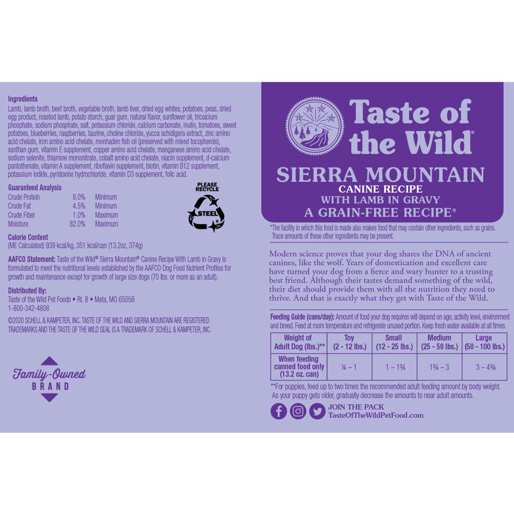 Taste of the wild sierra mountain shop