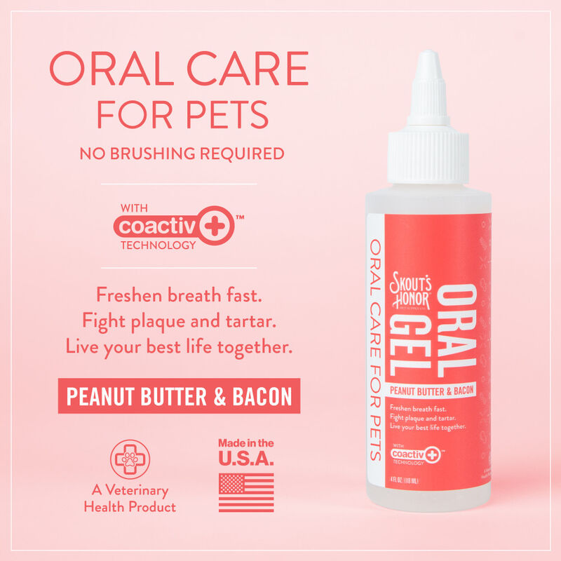 Skout's Honor Oral Care Oral Gel for Pets, Peanut Butter & Bacon, 4-oz image number null