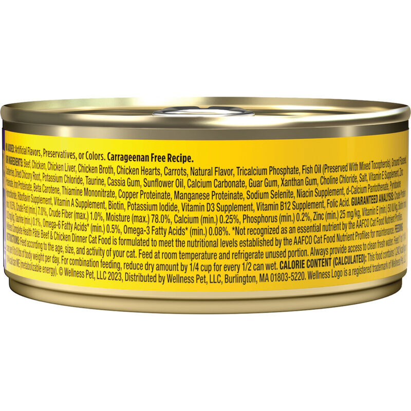 Wellness Complete Health Grain-Free Canned Cat Food, Pate, Beef & Chicken, 5.5-oz image number null