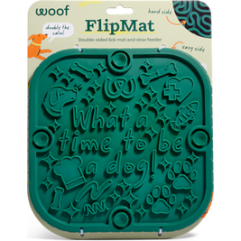 Woof Dog Feeding Mat, Flipmat, Green