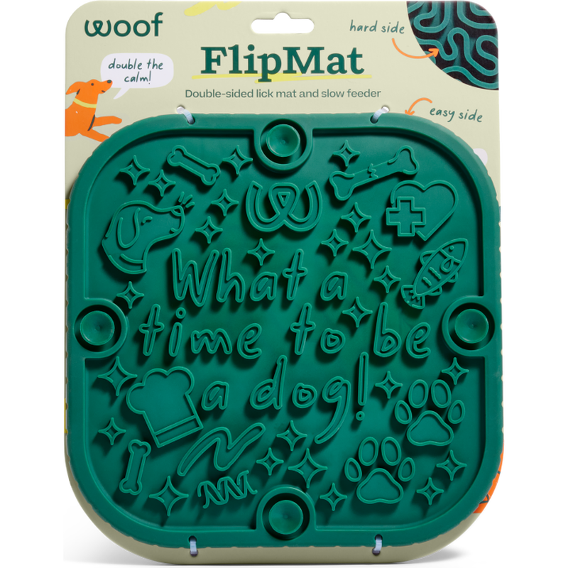 Woof Dog Feeding Mat, Flipmat, Green image number null