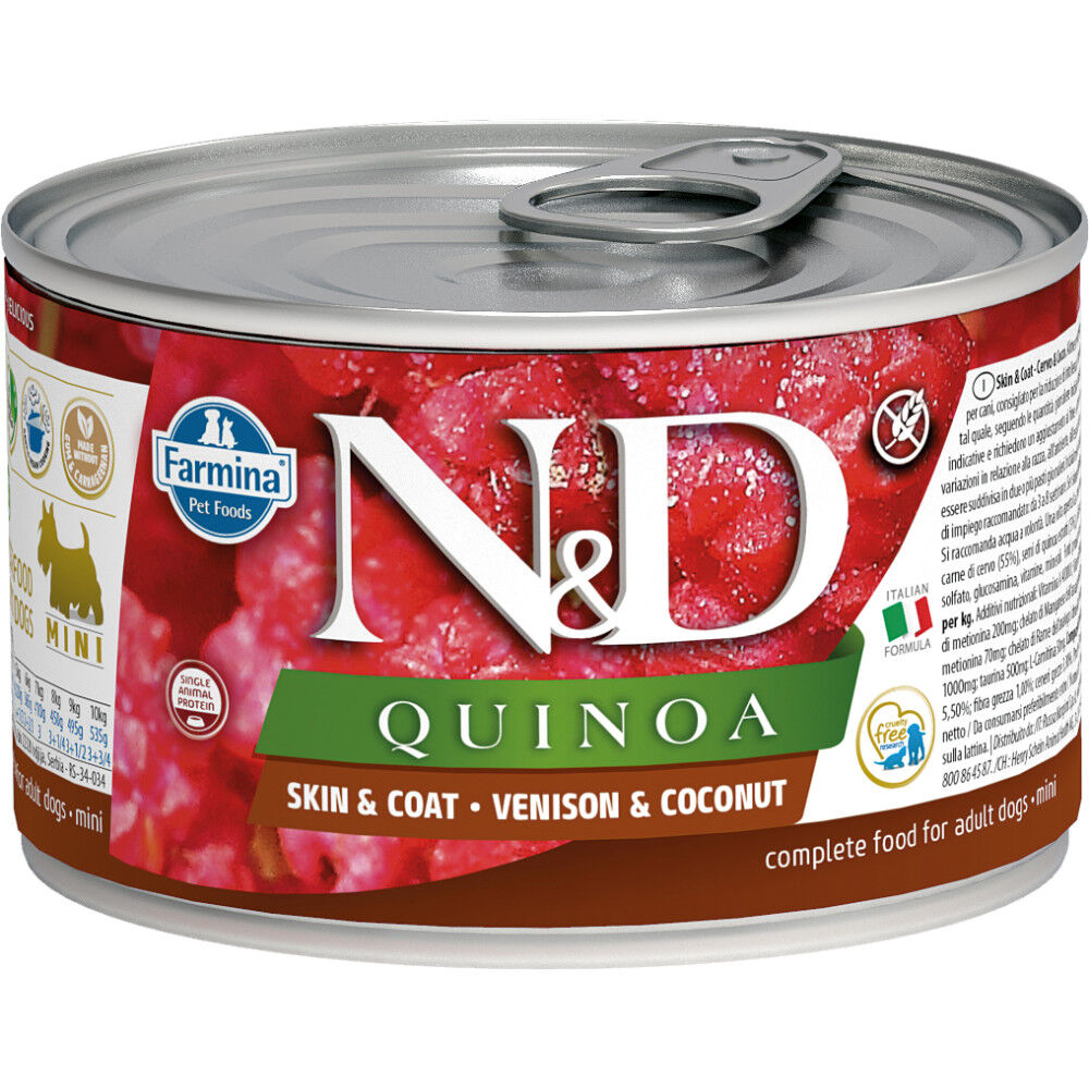Mud Bay Buy Farmina N D Quinoa Canned Dog Food Skin Coat Venison Coconut 4.9 oz for USD 3.69 MudBay