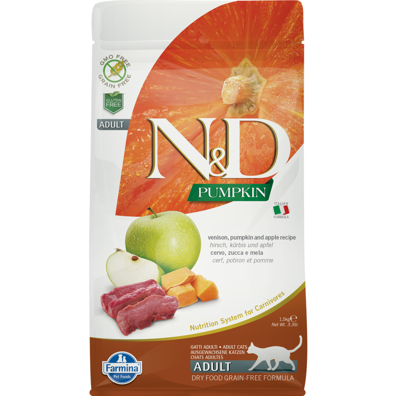 Dry cat top food with pumpkin