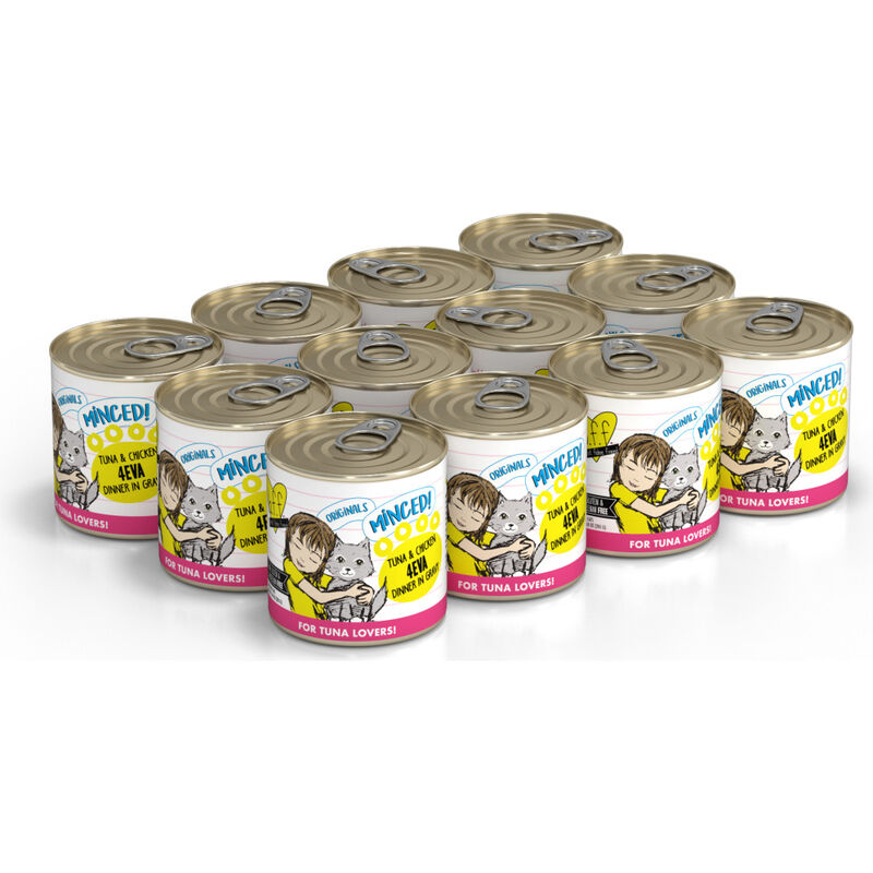 B.F.F. Best Feline Friend Originals Minced! Canned Cat Food, Tuna & Chicken 4Eva, 10-oz image number null