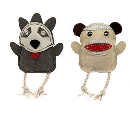 HuggleHounds Wee Buddies Naturals Dog Toys, Stuey Sock Monkey & Reggie Raccoon, 2-pack