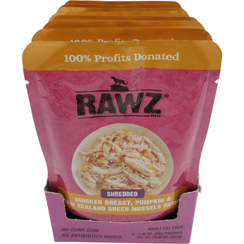 Rawz Shredded Wet Cat Food, Chicken Breast, Pumpkin & New Zealand Green Mussels, 2.46-oz image number null