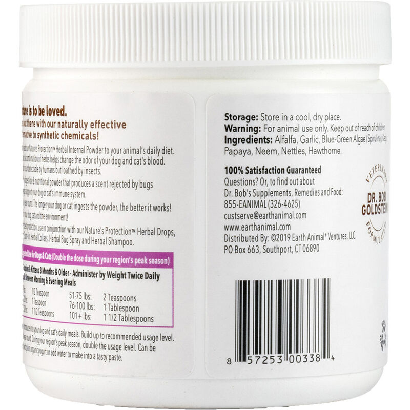 Earth Animal Nature's Protection Flea & Tick Herbal Yeast-Free Daily Internal Powder Dog & Cat Supplement, 8-oz