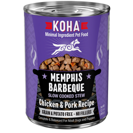 Koha Slow Cooked Stew Canned Dog Food, Memphis BBQ
