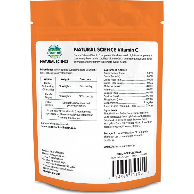 Oxbow Natural Science Vitamin C Small Animal Supplement, 4.2-oz image number null